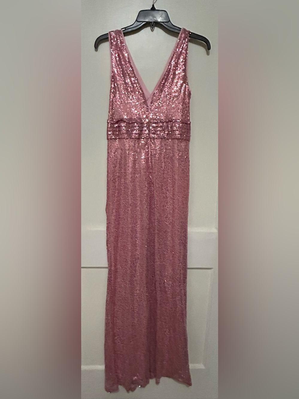Sequin V-Neck Maxi Dress in Mauve Pink
